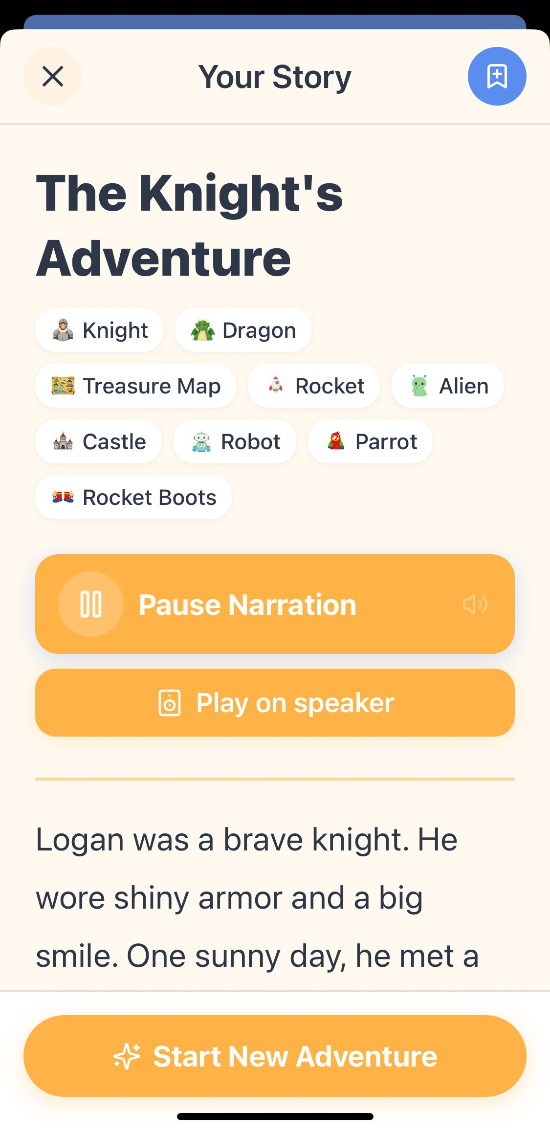 TaleTiles app playing a narrated story